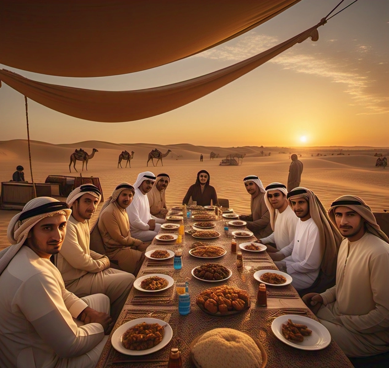 Iftar buffet at a Dubai Desert Safari